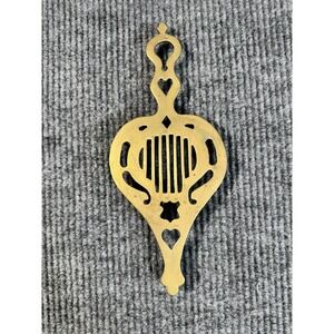 Antique Brass Heart Shaped Trivet Gold Decorative Hearts Design 10x5 in‎